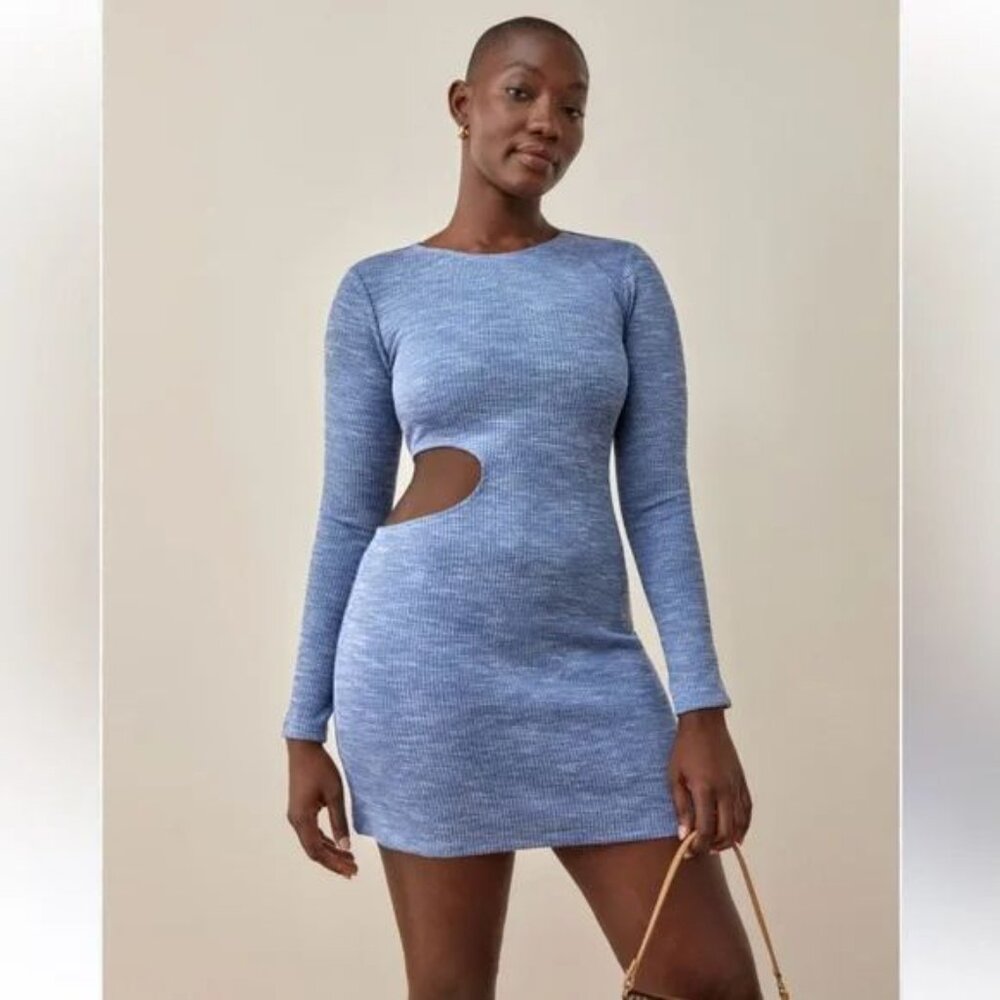 Reformation Tracey Knit Dress — Deep Sky Blue